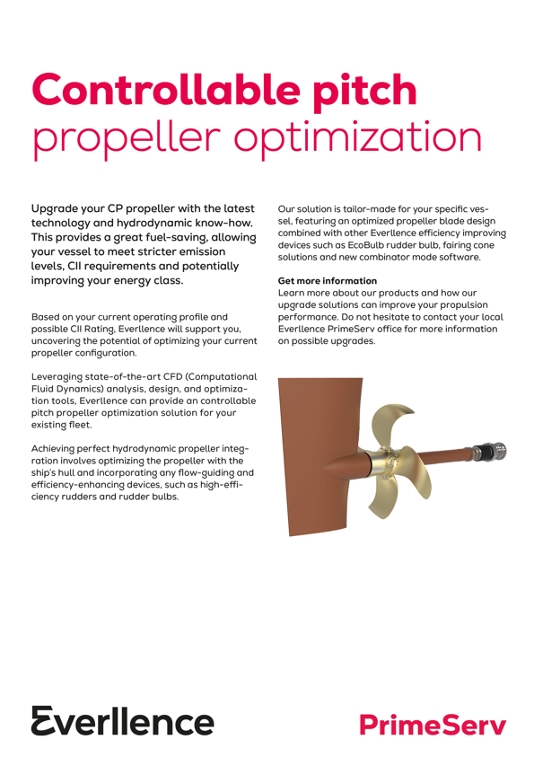 Controllable pitch propeller optimization